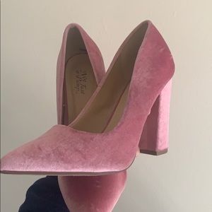 Pink Velvet Chunky Heel